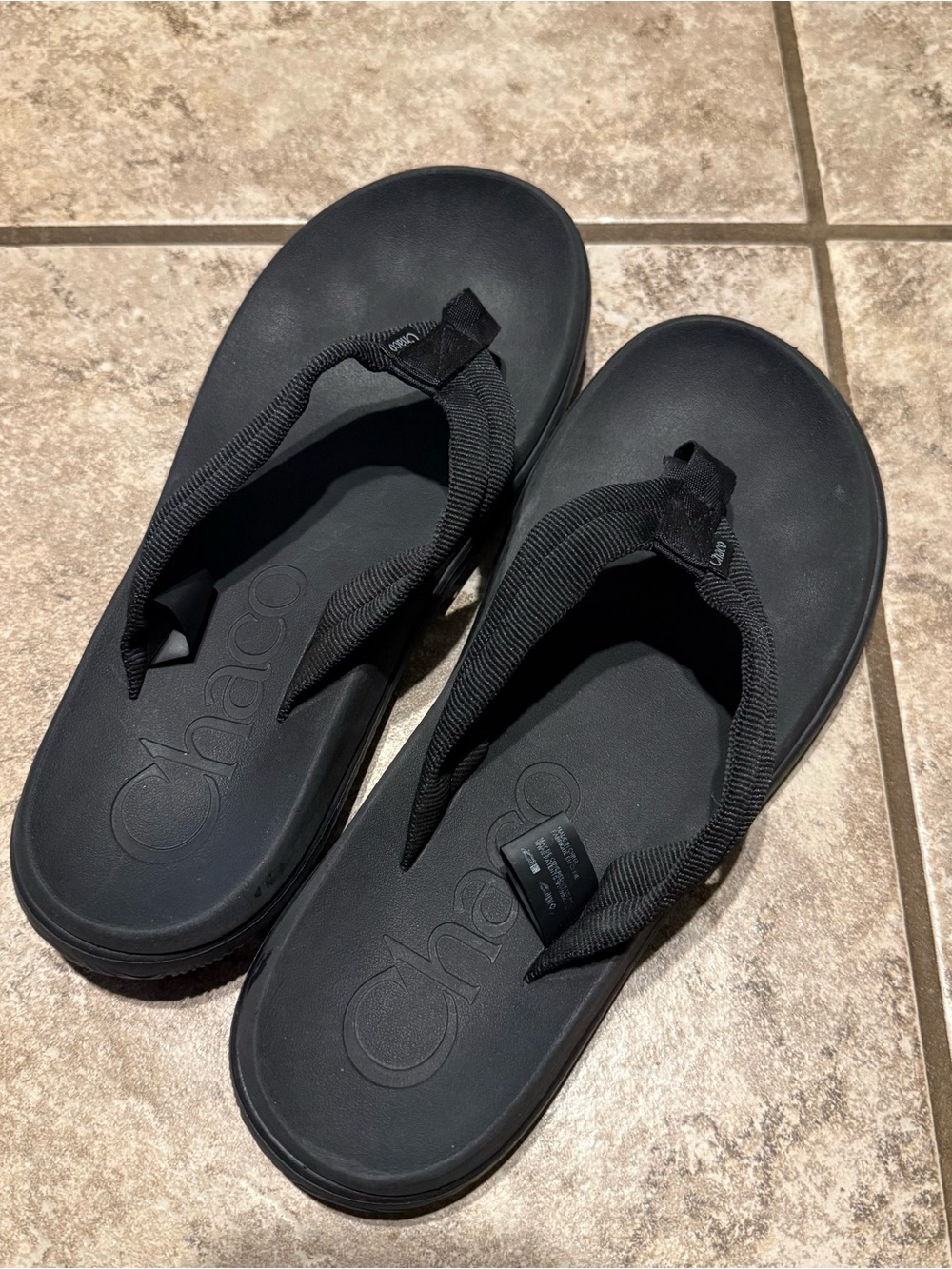 Chaco Black Flip Flop with Textured Fabric Straps